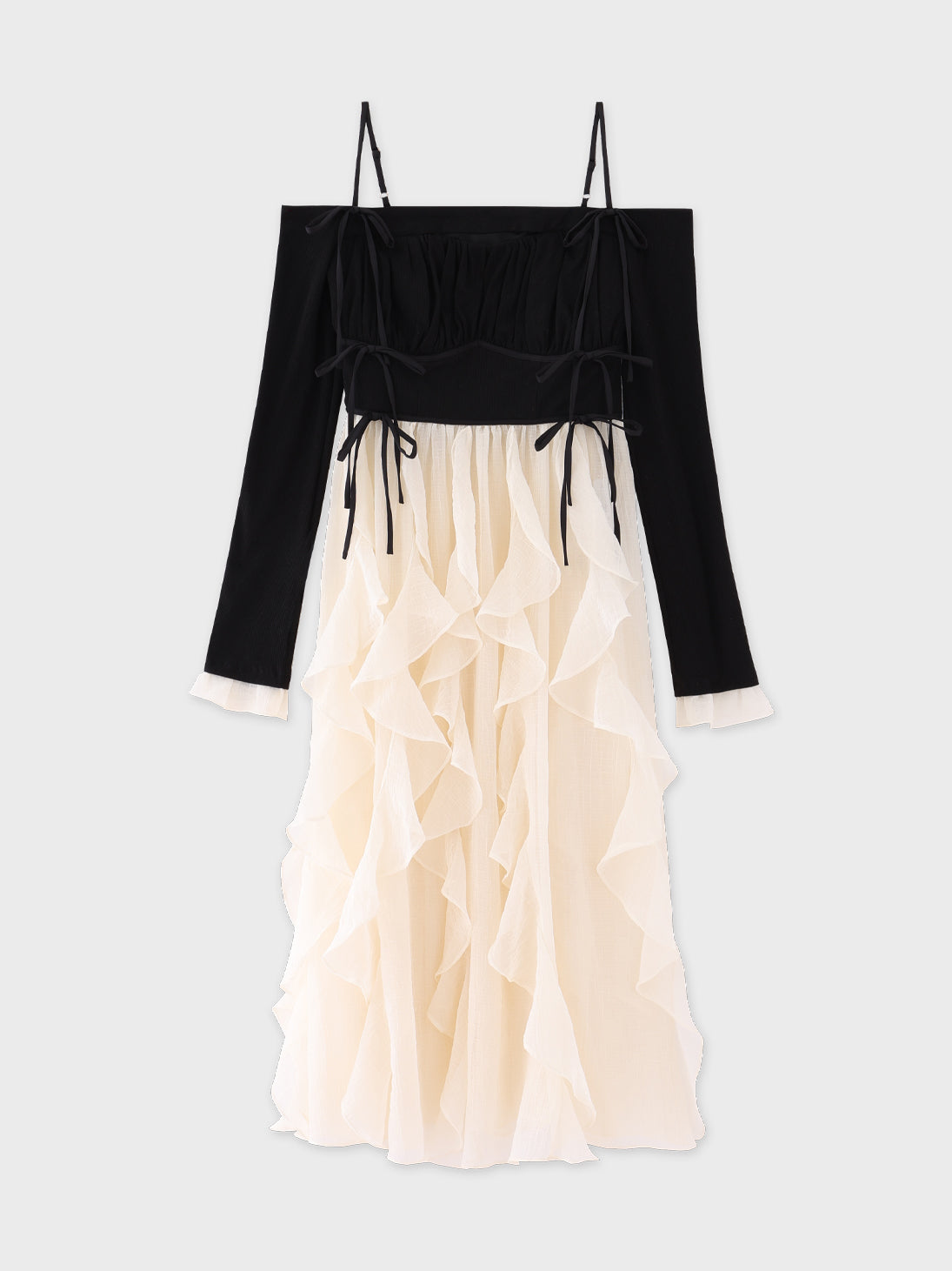 Ruffle frill chiffon docking onepiece(eme10769) – M me eme