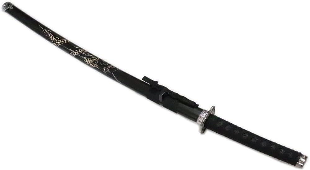 Amazon | 金属付木刀 黒鞘龍 鞘・鍔（つば）付 全長約101cm 木刀