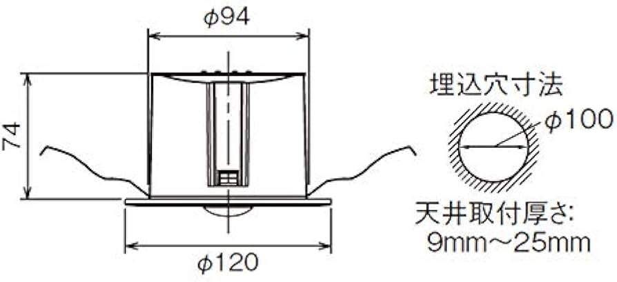 Amazon.co.jp: 東芝 LED 非常用照明器具 埋込形 専用形 Φ100 一般形