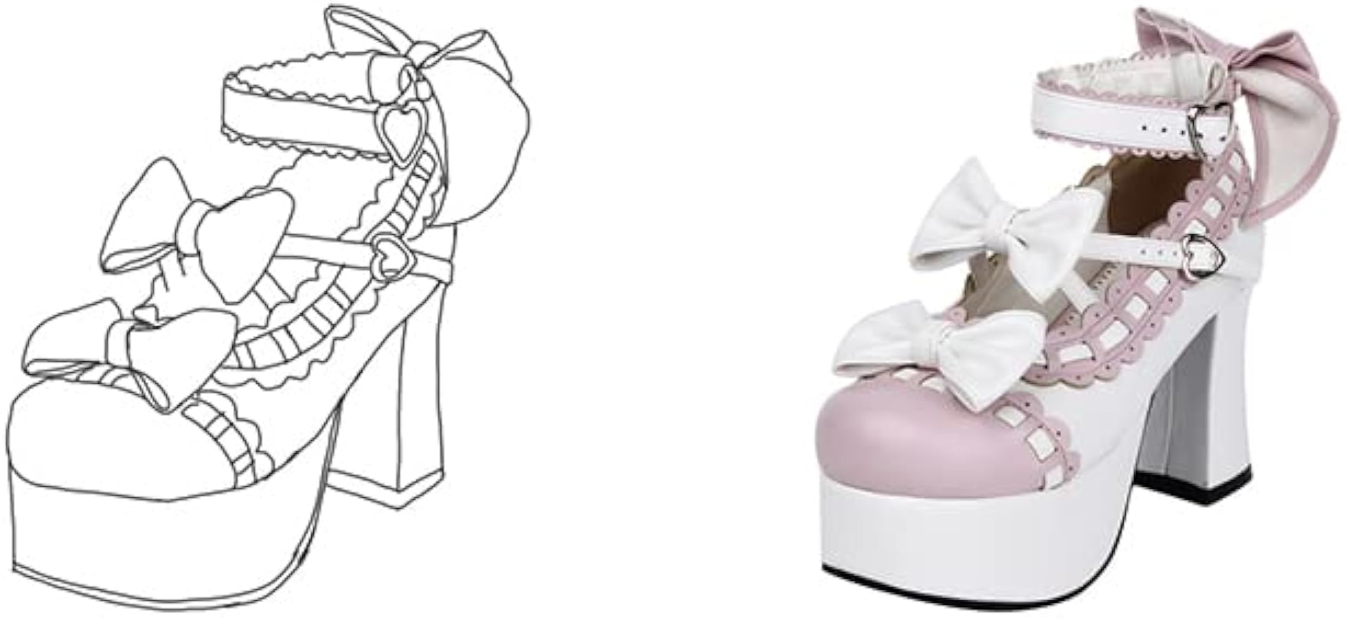 Amazon | [cnstone] ロリータ 靴 9.5cmヒール 厚底 パンプス ゴシック