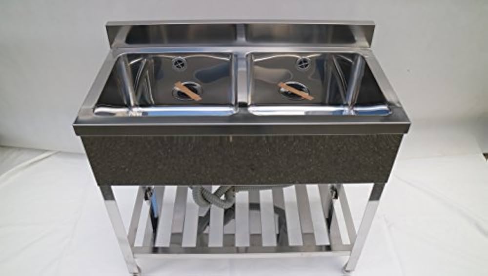 Amazon | 【業務用】2槽シンク 幅900 奥行450 高さ890 バックガード付