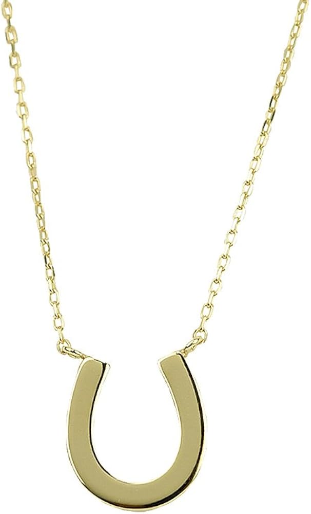 Amazon | [四葉のクローバー] 馬蹄 ネックレス 10金 K10 10k イエロー