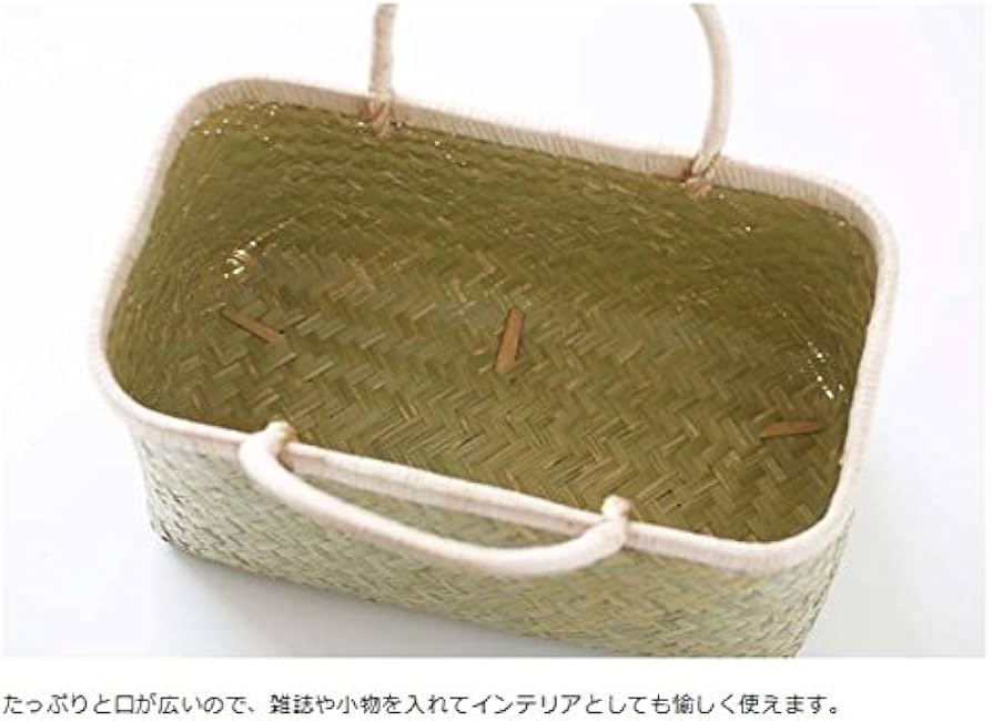 Amazon.co.jp: 青竹市場かご 籐ハンドル 中サイズ[A-7913] : ファッション