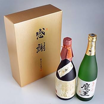 Amazon.co.jp: 森伊蔵 金ラベル 720mlと魔王 720ml 感謝のギフト箱 金
