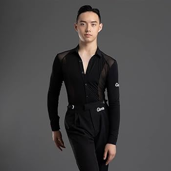 Amazon.co.jp: 社交ダンス メンズラテンシャツ 競技用レオタードシャツ