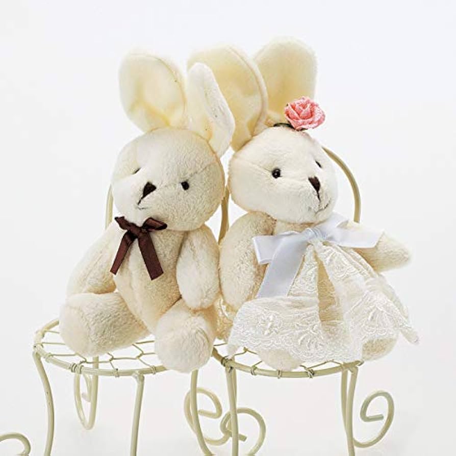 Amazon | ドレス着用 ミニのウサギ（2体）完成品 ペア 結婚式