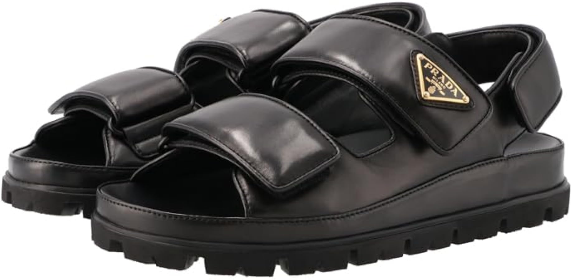 Amazon | PRADA(プラダ) レザーサンダル 三角ロゴ フラット スポーツ