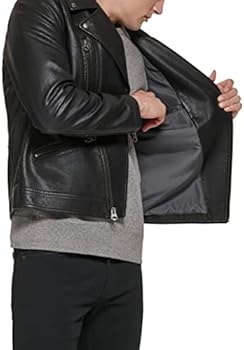 Levi's Men's Faux Leather Motorcycle Jacket, Black Multi Zip, M