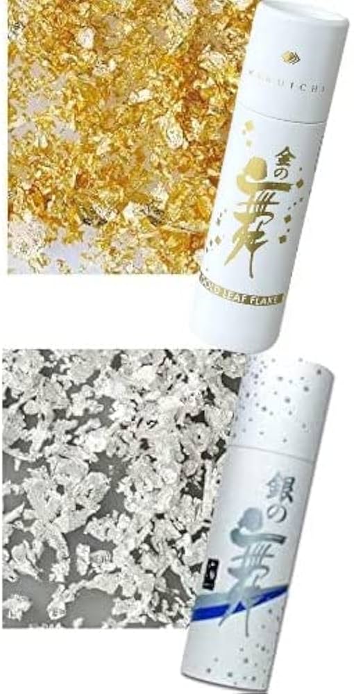 Amazon.co.jp: 箔一 金の舞 銀の舞2本セット【食用金箔銀箔】切り廻し