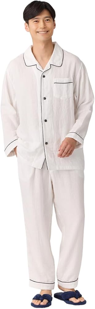 Amazon | [UCHINO] ウチノ マシュマロガーゼ パイピングメンズパジャマ