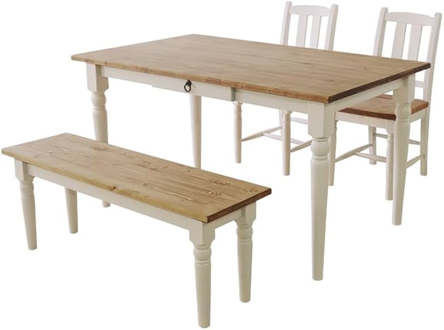 Amazon｜フレンチカントリー家具 ダイニングセット 白 4点セット