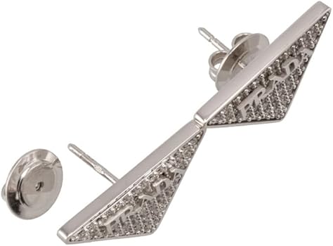 Amazon | [プラダ] ピアス クリスタルロゴ ジルコニア ジュエルピアス