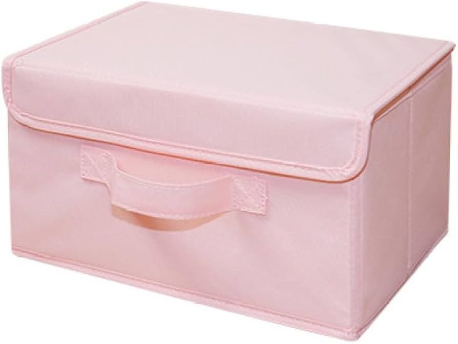 Amazon｜NJNEW 蓋付き収納ボックス ふた付き ピンク 厚み 48*35*25
