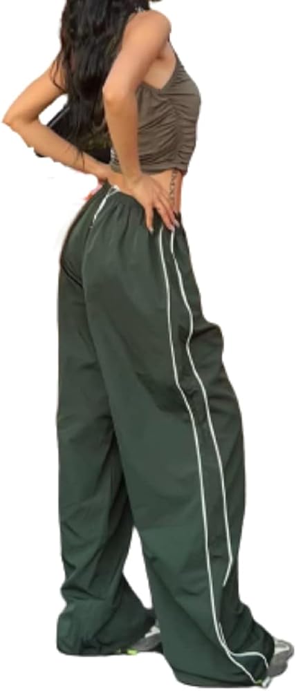 Amazon.com: Y2K Striped Side Baggy Sweatpants Low Rise Wide Leg