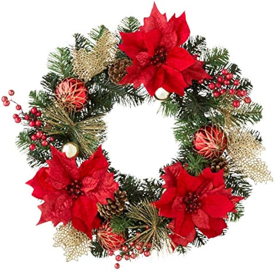 商品名【聖鈴】ゆきこ❤ポインセチアのクリスマスリース* 冬リース