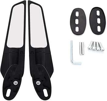 Amazon | Kanoan バイク 用 ウイングミラー 翼型 スリム カウルミラー