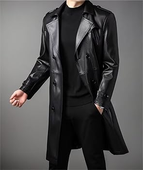Amazon | [HUALIANYI] ロングレザーコート メンズ レザージャケット