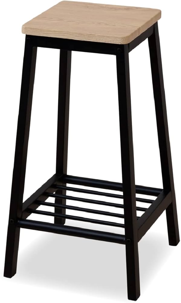 Amazon｜moca company Felicion ハイスツール 60cm 木製 アイアン 四角