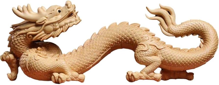 Amazon.co.jp: 龍の置物 ツゲの木 彫刻 ドラゴン像 マスコット 無垢材