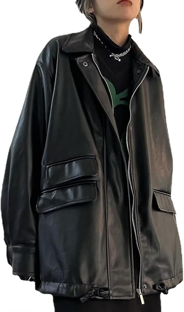 Flixxo Y2K Faux Leather Jacket Women Dark Academia Oversized