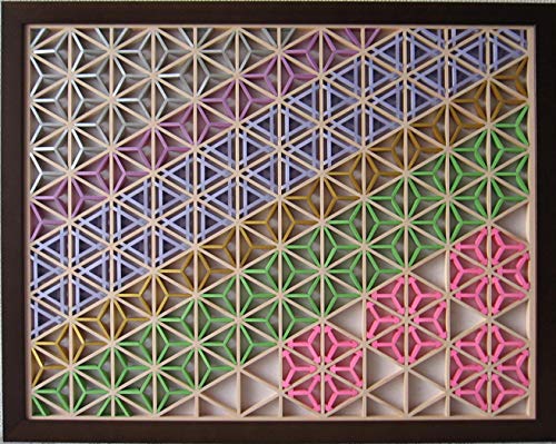 宗像きら組子」 56 麻の葉組子 吹き抜け カラーアクリル板入り 3枚一