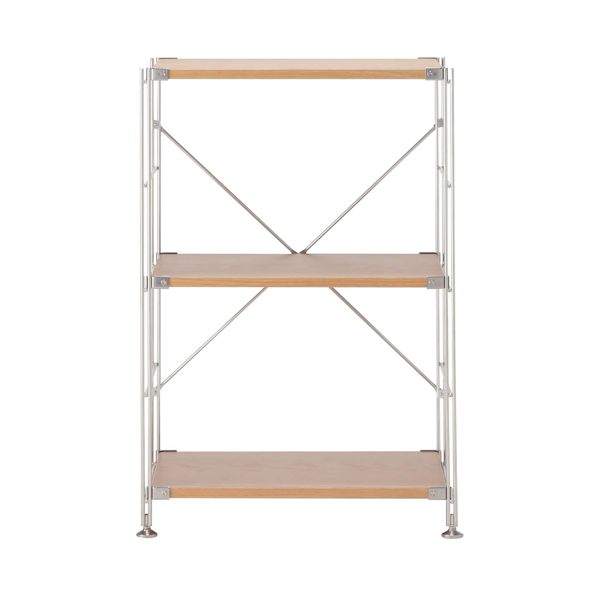 Amazon｜無印良品 ステンレスユニットシェルフ オーク材棚セット 小 幅