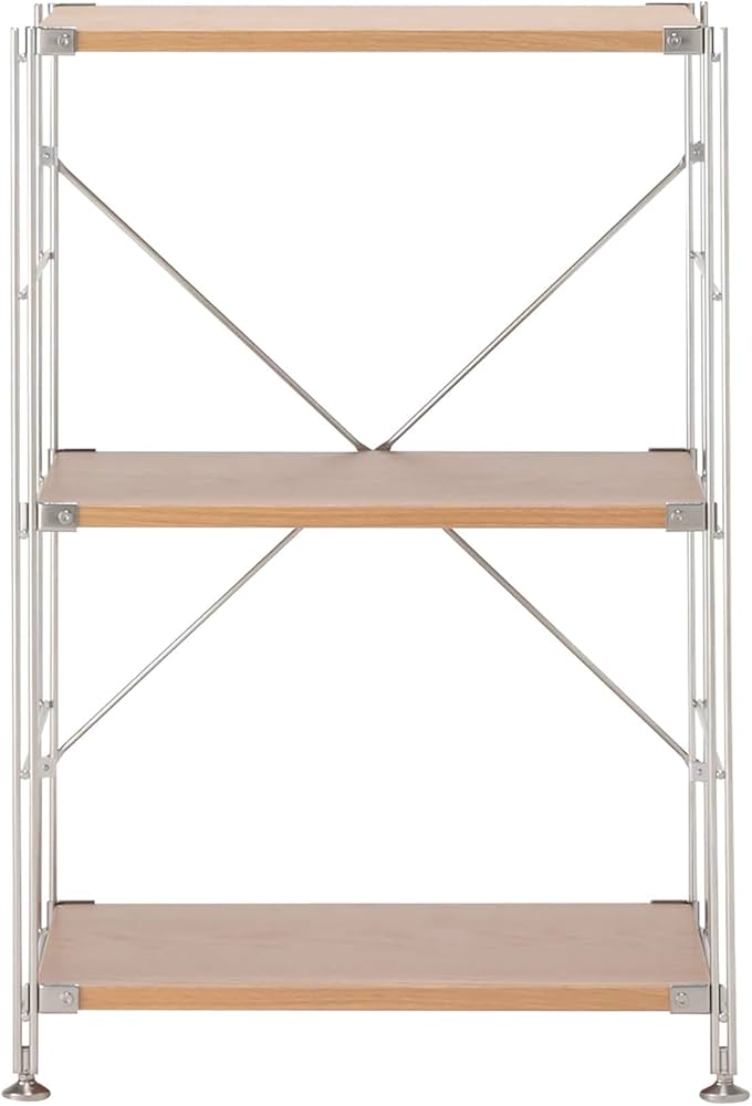 Amazon｜無印良品 ステンレスユニットシェルフ オーク材棚セット 小 幅