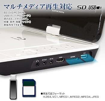 Amazon | ポータブル ブルーレイプレーヤー Blu-ray 10.1インチ DVD