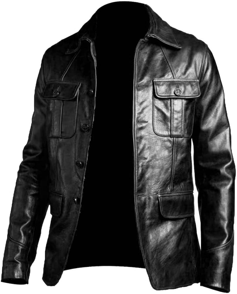 Leather Jacket Men | Vintage Four Pocket Genuine Leather Jacket