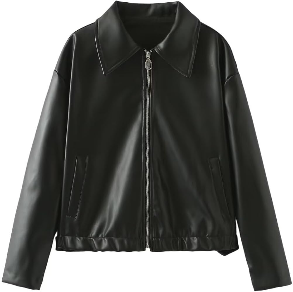 Amazon.com: Womens Cute Oversized Leather Jackets Y2K Grunge