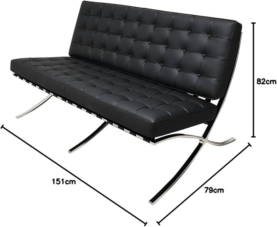 Amazon｜バルセロナチェア 2人掛け イタリアンレザー仕様 色ブラック