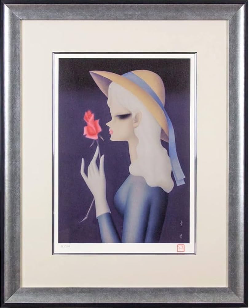 Amazon.co.jp: 東郷青児 「 バラ一輪 」 リトグラフ 版画 : ホーム