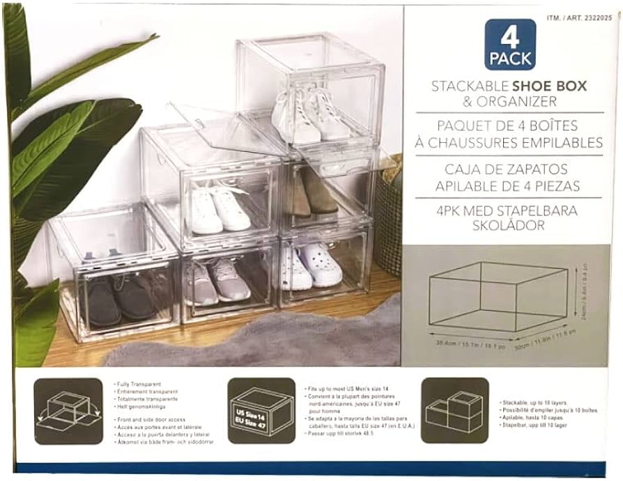 Amazon｜Stackable shoebox [コストコ] Stackable shoebox & organizer