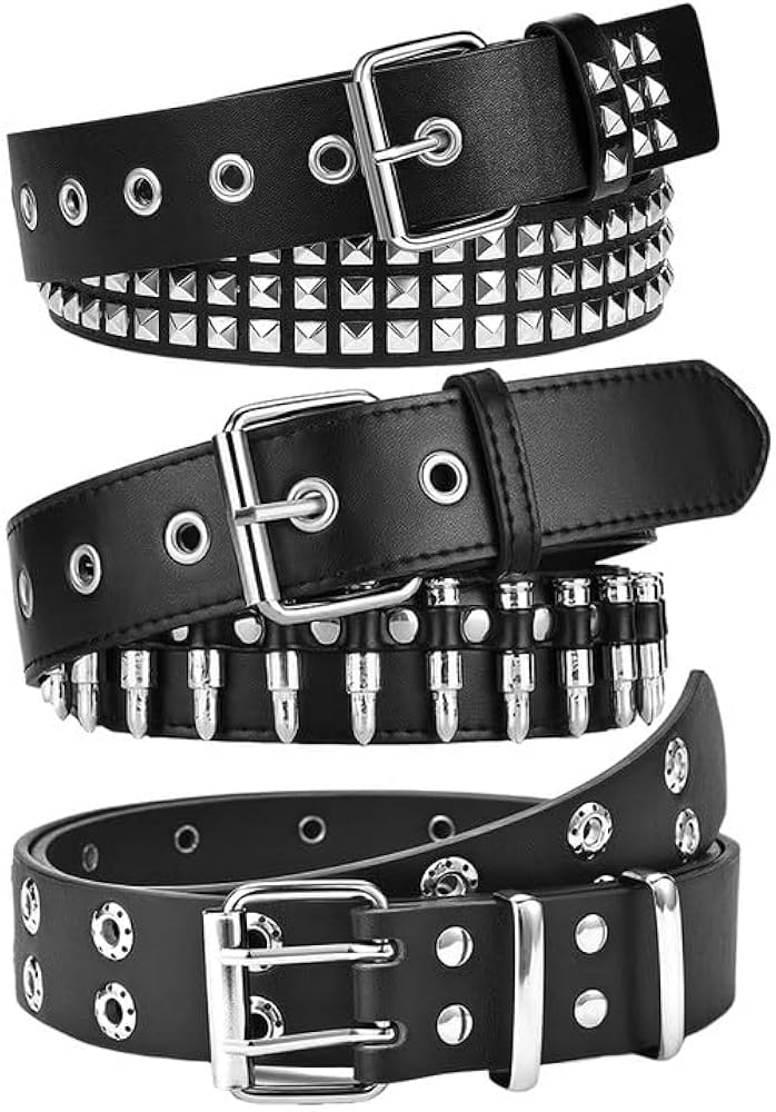 WQYILEAER 3 Pcs Studded Belt, Y2K Belt EMO Goth Belts Punk Rock