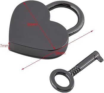 Small Heart Shape Padlock Vintage Antique Style Black Lock with
