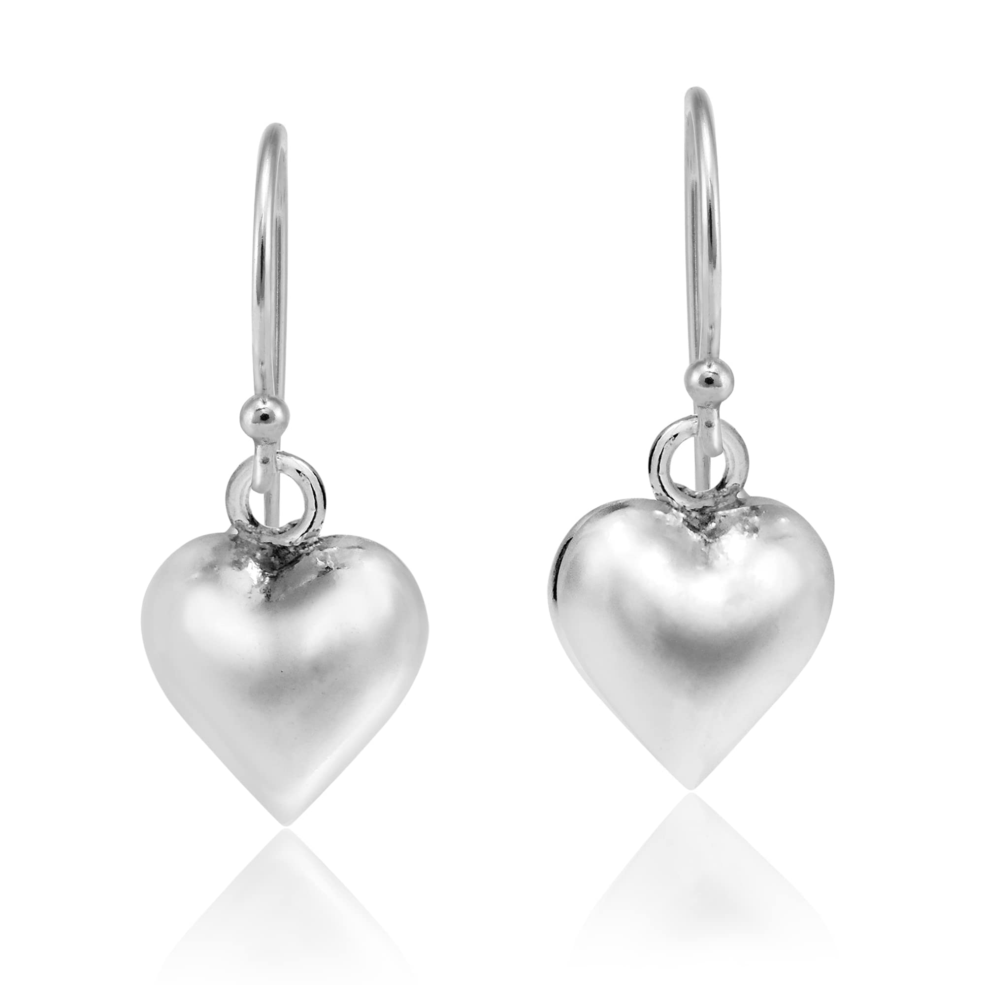 AeraVida 24mm .925 Sterling Silver Heart Dangle Earrings for Women