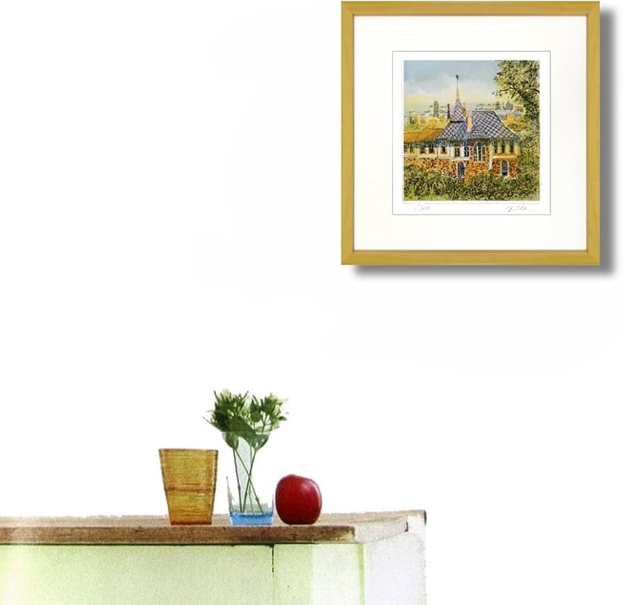 Amazon｜織田義郎 風見鶏VI 木地色 エッチング＋手彩色 版画 銅版画