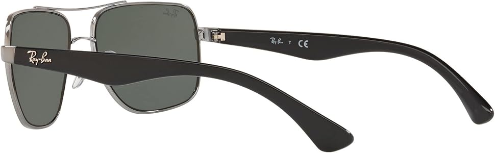Ray-Ban Men's RB3483 Metal Square Sunglasses, Gunmetal/Green, 60