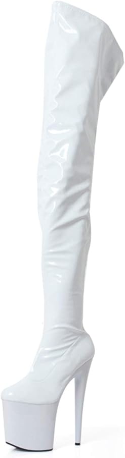 Amazon | [MANNEW] 厚底ハイヒール エナメル 22.0cm サイハイブーツ