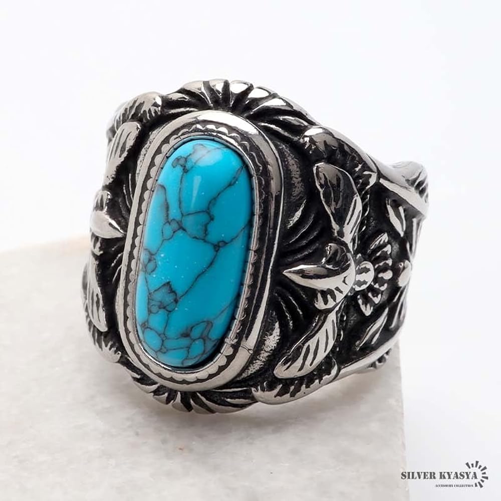 Amazon | [silver KYASYA]ステンレス ターコイズリング ネイティブ