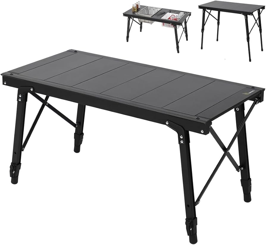 Amazon.co.jp: deerest3ユニット調節可能キャンプ昇降式テーブルUnBox