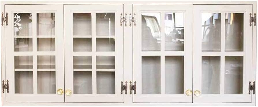 Amazon.co.jp: 吊り戸棚 透明ガラス扉 w120d30h50cm アンティーク