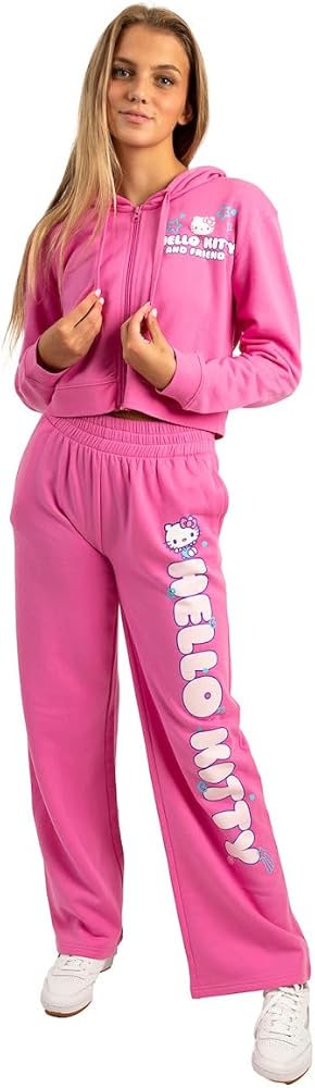 Hello Kitty Adult Zip Up Hoodie and Jogger Set-XL Pink at Amazon