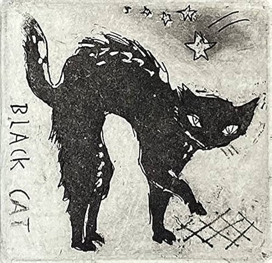 Amazon.co.jp: 山岡康子『Black cat』銅版画（エッチング） : ホーム