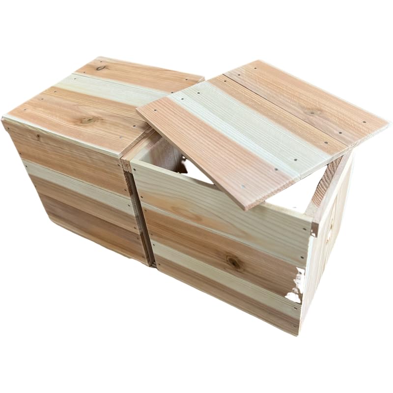 Amazon｜座れる収納 蓋付ウッドボックス(りんご箱幅半分サイズ)青森県