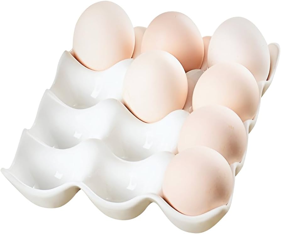 Amazon.com: Ceramic Egg Holder Tray 12 Cups Whole Dozen Porcelain