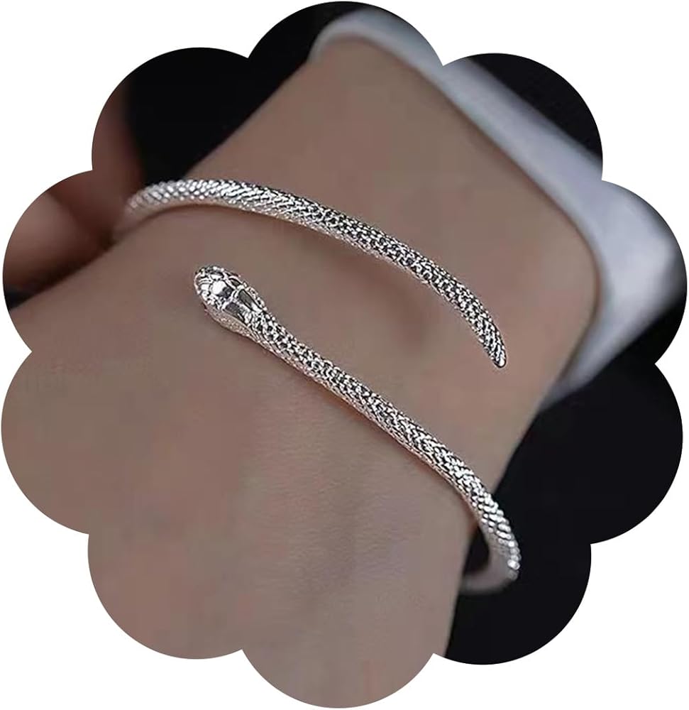 Amazon.com: Zeshimb Silver Snake Open Cuff Bangle Adjustable