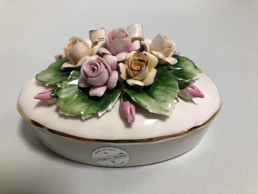 Amazon.co.jp: カポディモンテ イタリア 陶花 小物入アンティーク