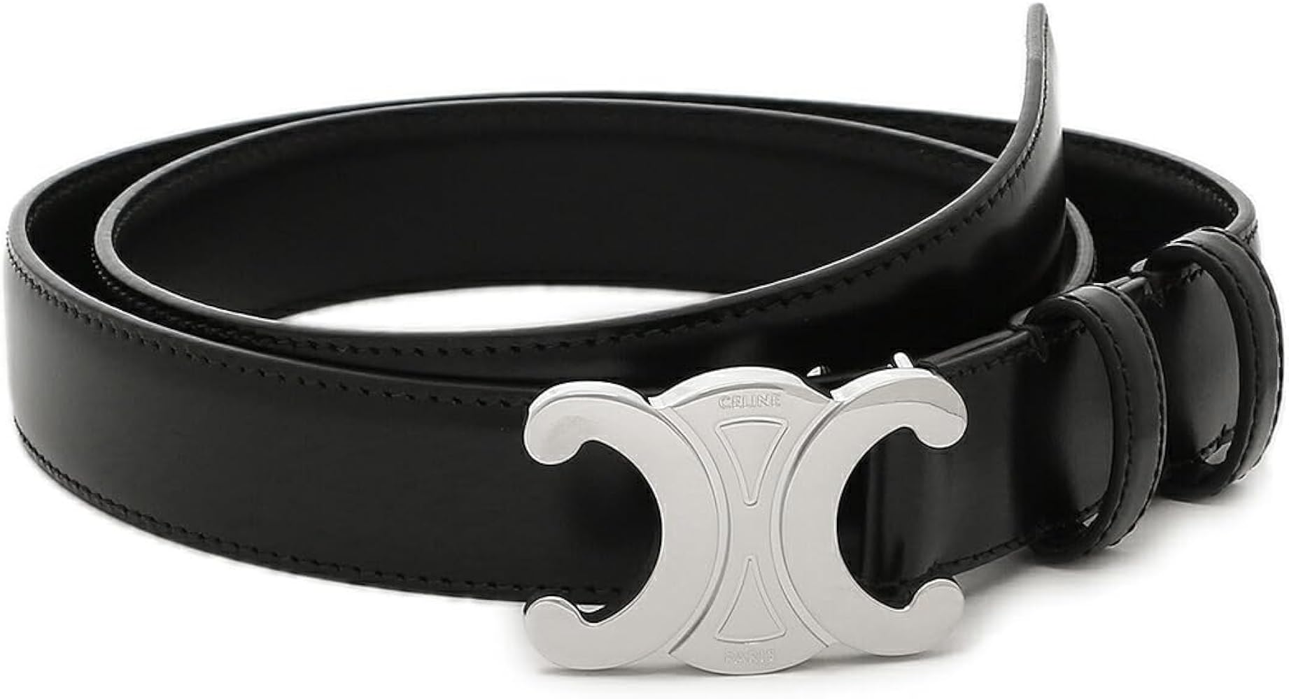 Amazon | [セリーヌ] ベルト ミディアムトリオンフ ブラック シルバー