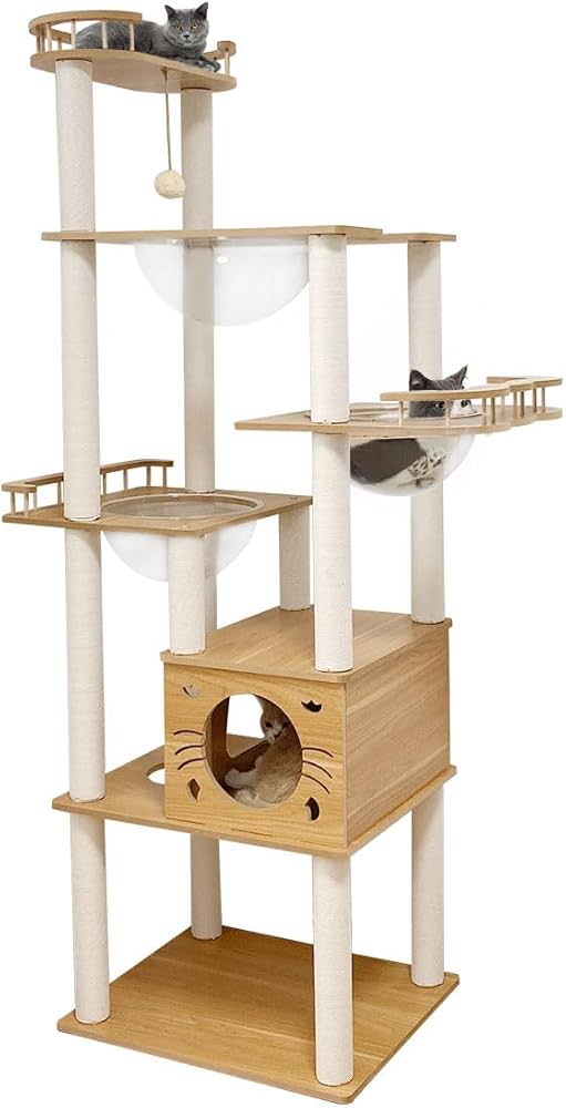 Amazon | 日本メーカー RAKU キャットタワー 宇宙船付き ハイタイプ 高